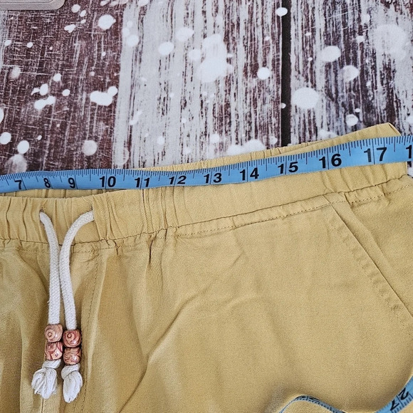 Mens  Shorts Casual Linen blend Summer Beach Elastic Waist with Drawstring - Picture 5 of 8